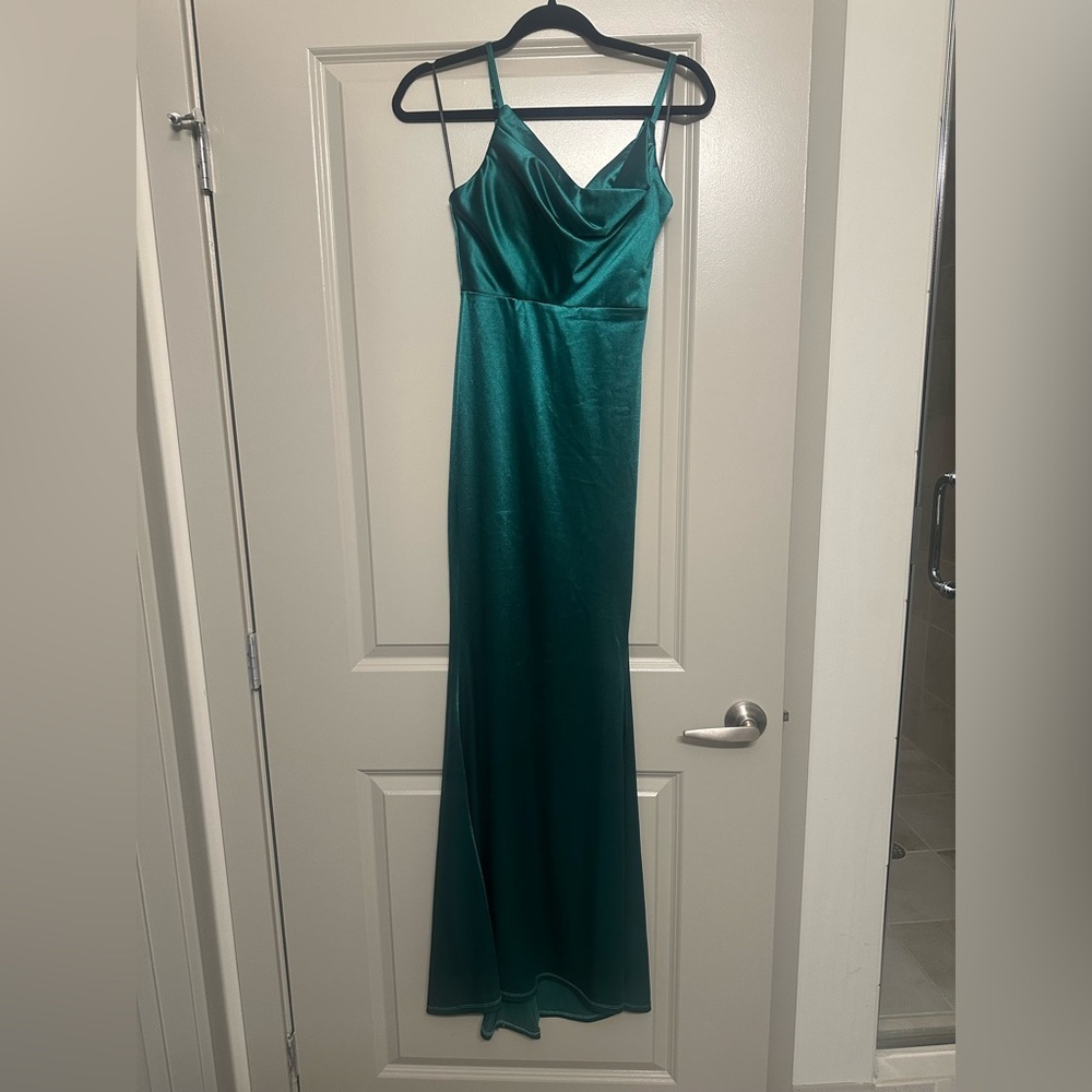 Green Satin Gown - Picture 3 of 5